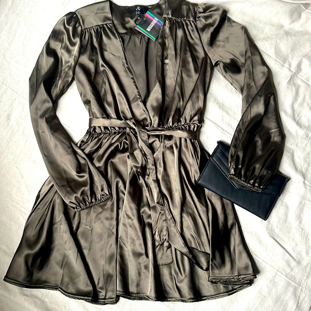 Satin wrap dress